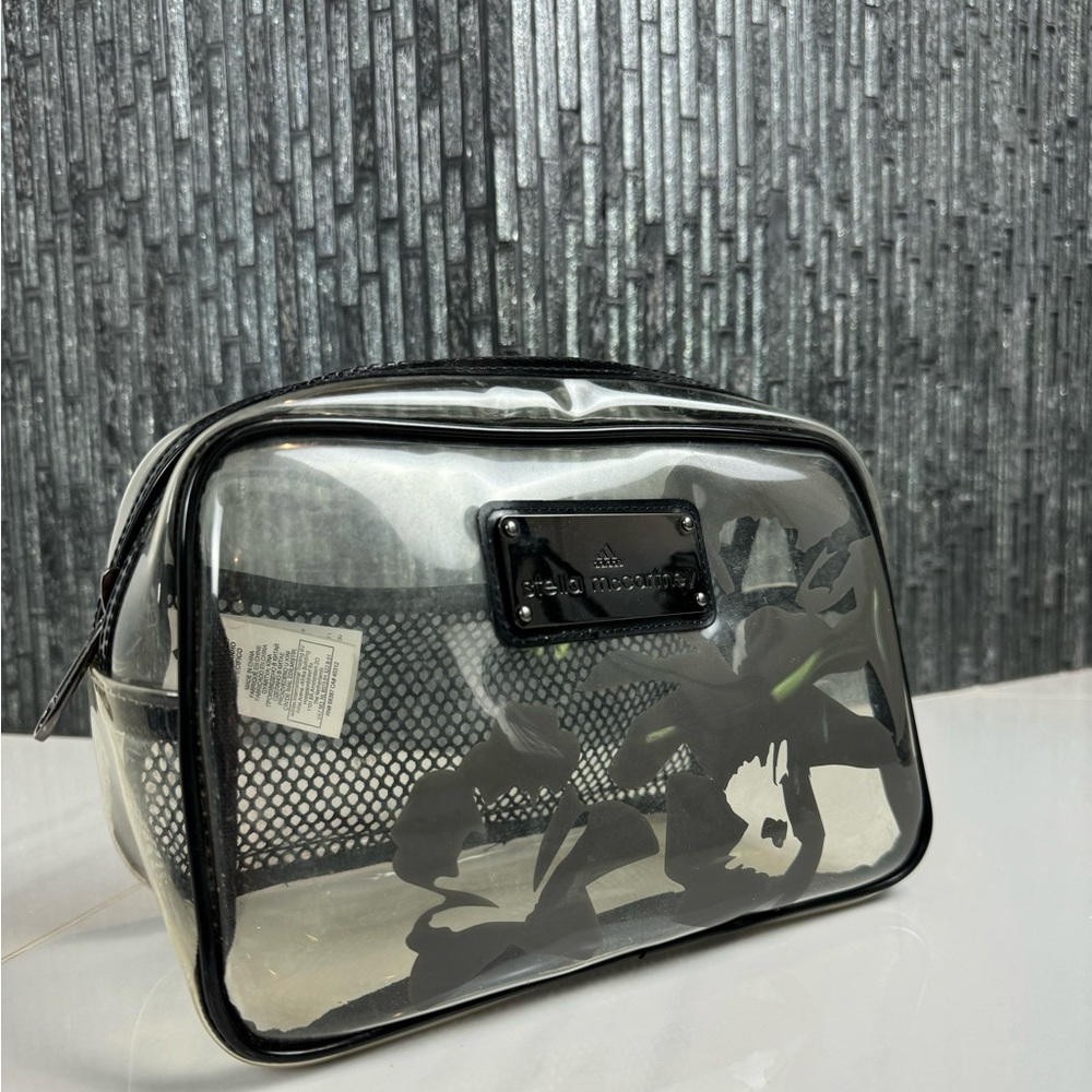🌺Adidas By Stella McCartney Black PVC Floral Cosmetic Bag